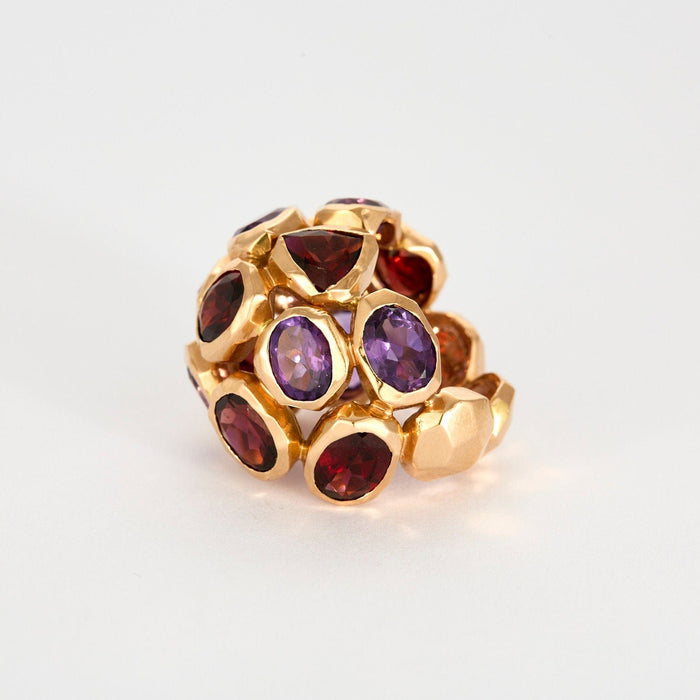 Bague 55 NARDI - Bague sculpture or rose, améthystes grenats 58 Facettes