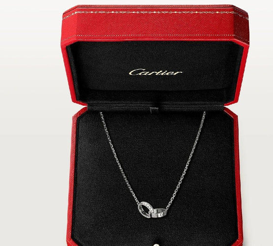 Naszyjnik Cartier Love złoty szary i diamenty 