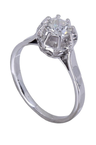 Bague 52 Solitaire or blanc diamant 0.55 carat 58 Facettes 058511