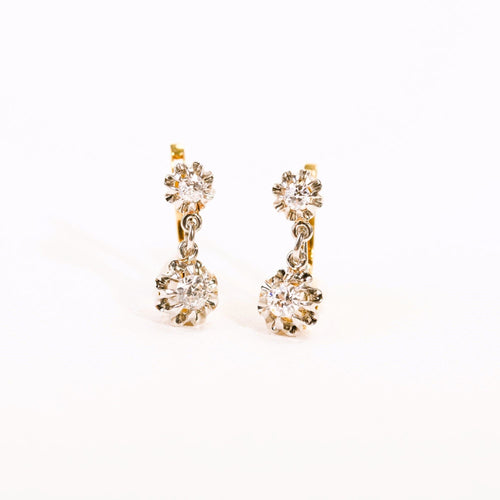 Kaksisävyiset kultaiset timanttikorvakorut Nukkujat korvakorut 