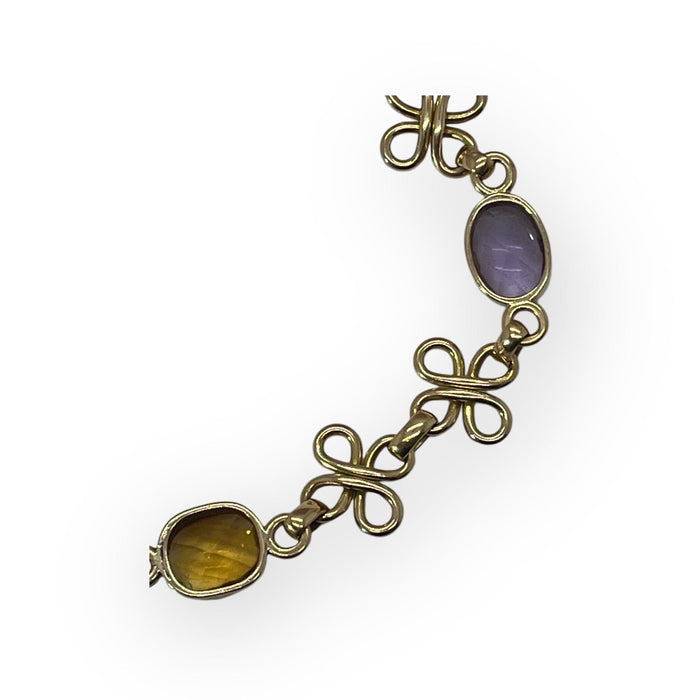 Bracelet Bracelet or jaune citrines et améthystes 58 Facettes 149049759