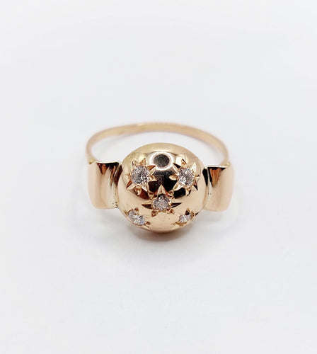 Bague 52.5 Bague bombée dôme or rose, diamant serti étoilé (circa 1950) 58 Facettes A05803