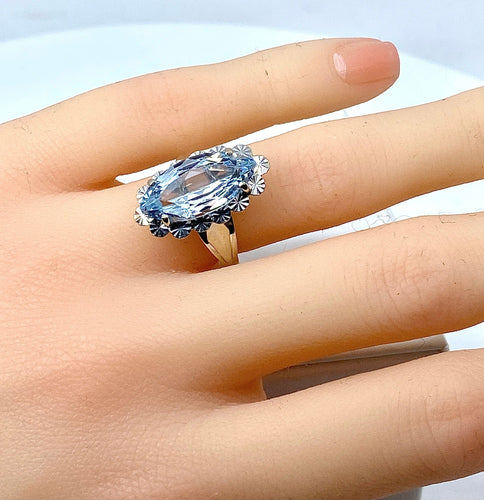 Bague 52 Bague en or blanc et aigue marine 58 Facettes AB319