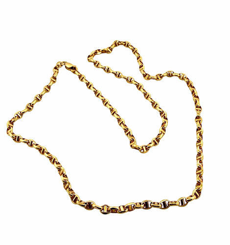 Collier Chaîne maille forçat fantaisie en or jaune 18 carats 58 Facettes