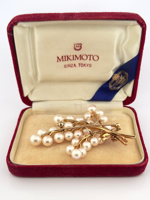 Broche Broche Mikimoto en or jaune et perles 58 Facettes