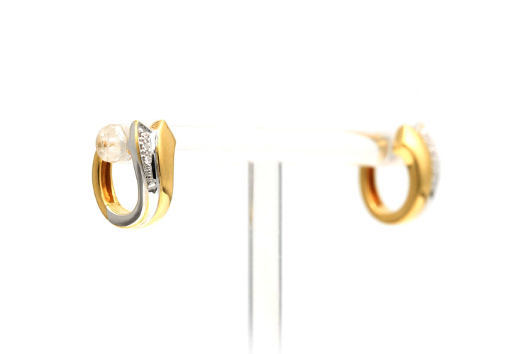 Boucles d'oreilles Boucles d'oreilles contemporaines or jaune serties de diamant (+- 0,06 ct) 58 Facettes 22914