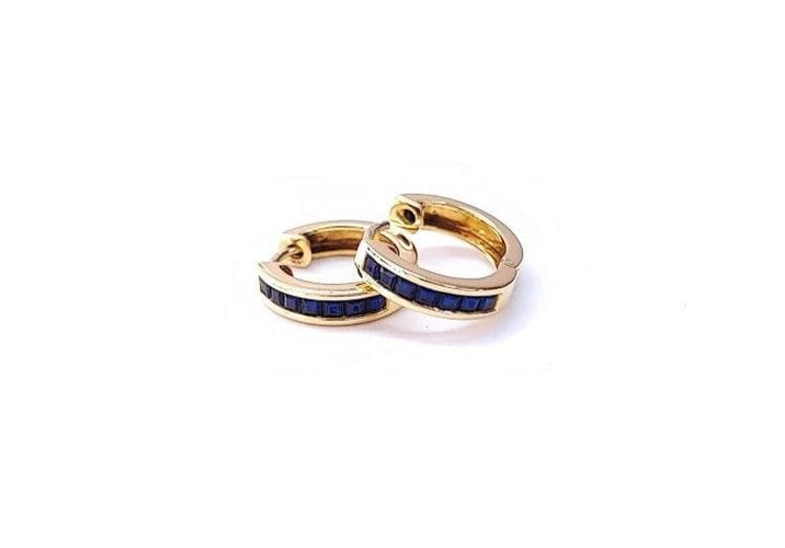 Boucles d'oreilles Créoles or jaune et saphir 58 Facettes Creol.Saph.1693