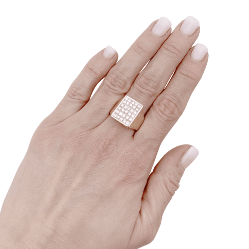 Bague 61 Bague chevalière or jaune, diamants. 58 Facettes 34448