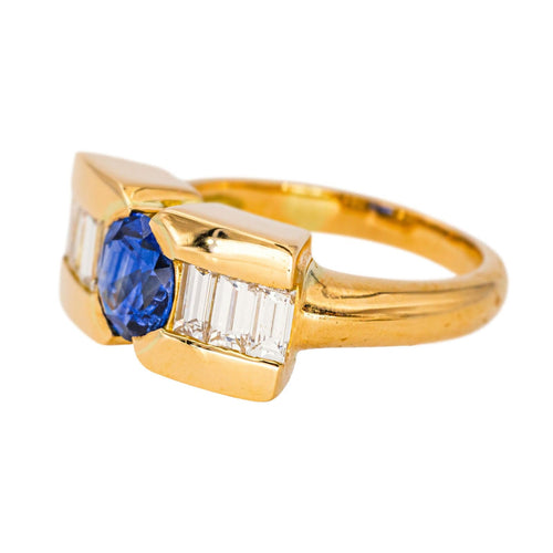 52 Bague Or jaune Saphir, Diamant 58 Facettes 4442221RV