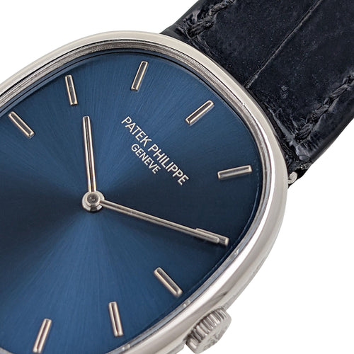 Montre Patek Philippe Golden Ellipse 3848 RARE White 18k Gold Circa 1990 Caliber 215 58 Facettes