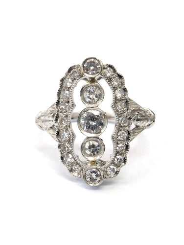 Bague 57 Bague en platine avec diamants 58 Facettes