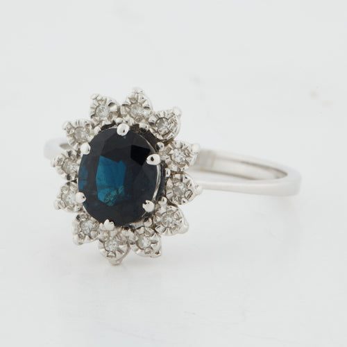 Bague 60 Bague Or Blanc - Style Marguerite avec Saphir et Diamants 58 Facettes RÉF 2151/12