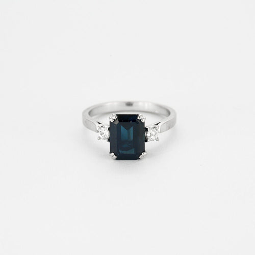 Bague 51 Bague or blanc saphir et diamants 58 Facettes LP976/13