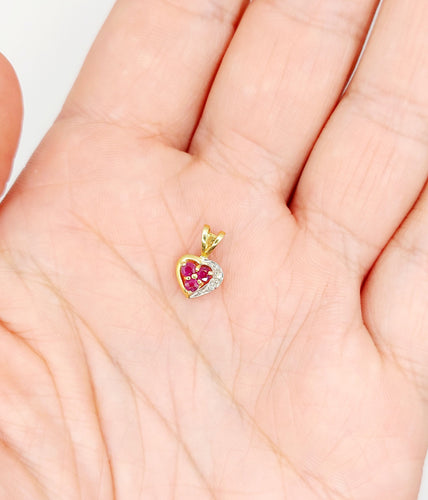 Pendentif Pendentif cœur vintage or 18k rubis et diamants 58 Facettes A05871