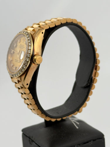 Montre femme Rolex Oyster perpetual or et diamants