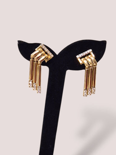 Boucles d'oreilles Boucles d'oreilles clips rétro jaune doré sensationnelles avec diamants 58 Facettes