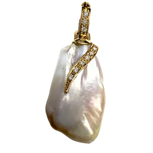 Pendentif Pendentif moderne en or avec perle brillante et baroque 58 Facettes Q150B(950)
