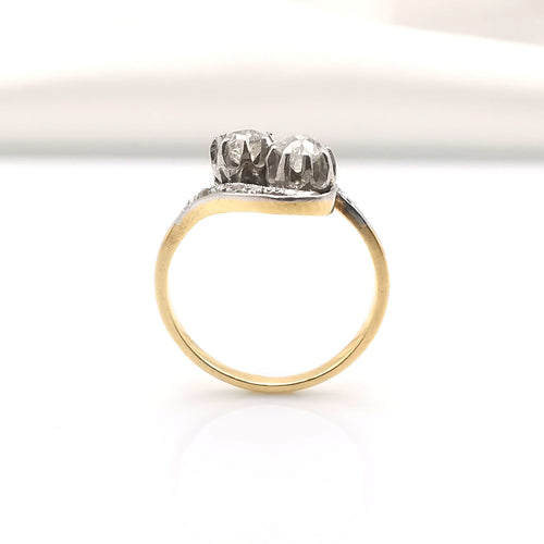 Bague 56 Bague "Toi et Moi" Or jaune Platine & Diamants 58 Facettes