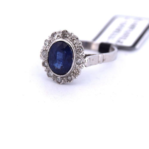 Bague 53 Bague en platine, saphir et diamant 58 Facettes