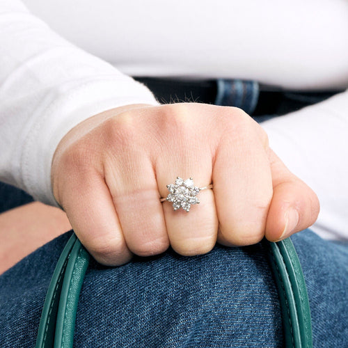 Bague 55 Marguerite Diamant en or blanc 58 Facettes 250129