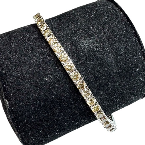 Bracelet Bracelet Tennis Diamants Brown 7.5ct – Or blanc 18K – 17.8g 58 Facettes