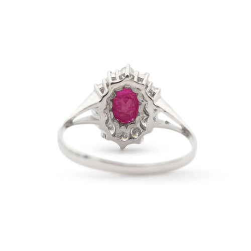 Bague Bague en or blanc avec un rubis du Mozambique de 1,21 ct et des diamants en périphérie 58 Facettes 10710