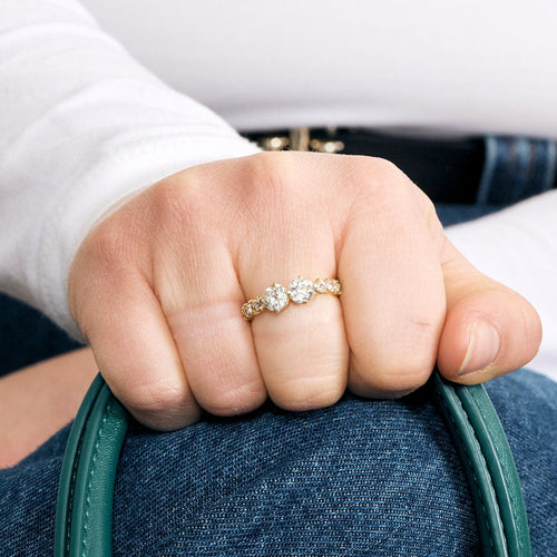 Bague 51 Bague toi et moi, or jaune et diamants 58 Facettes 250015