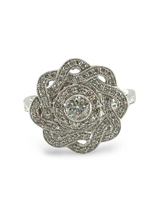 Bague Bague or blanc et diamants 1,10 ct 58 Facettes 00016101