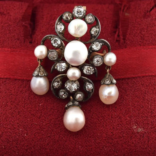 Broche de tamanho antigo (Old Mine) em ouro 12k e Prata 925, diamantes 