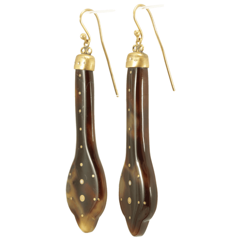 Boucles d'oreilles Boucles d'oreilles anciennes en or piqué écaille de tortue 58 Facettes 7412