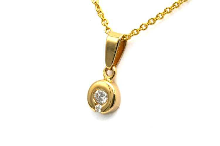 Pendentif Pendentif contemporain en or jaune serti de diamants (+-0.065ct) 58 Facettes B771