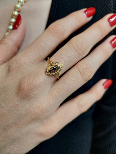 Bague 57 BAGUE MARQUISE SAPHIRS ET DIAMANTS 58 Facettes 087321