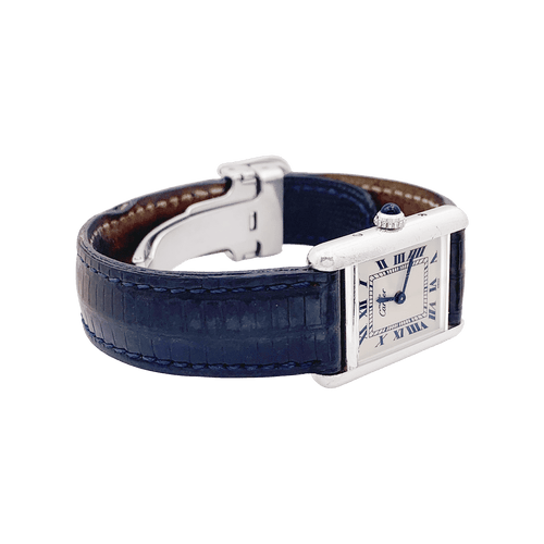 Montre Montre Cartier "Tank Must" argent, cuir. 58 Facettes 34500