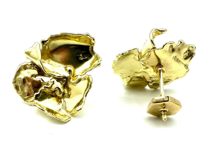 Boucles d'oreilles BRYNNER. Boucles d'oreilles vintage or jaune 18K 58 Facettes