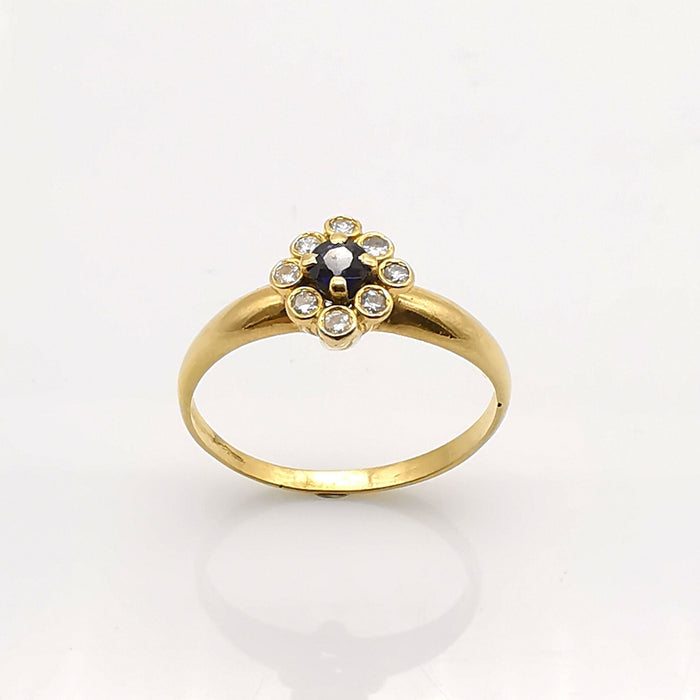 Bague 52 Bague or jaune, saphir, diamants 58 Facettes