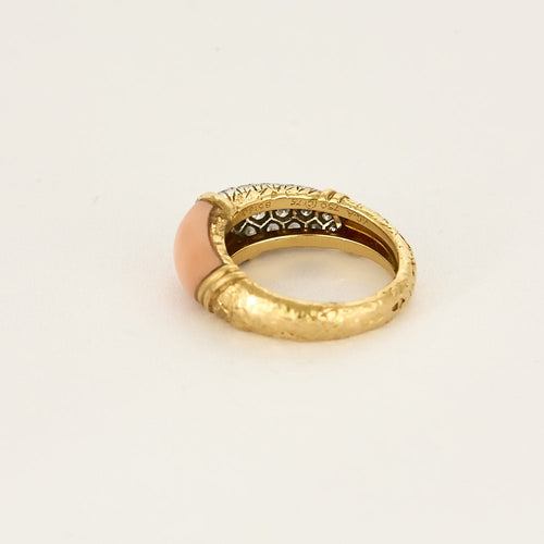 Bague 51.5 VAN CLEEF & ARPELS - Bague or jaune corail peau d'ange et diamants 58 Facettes