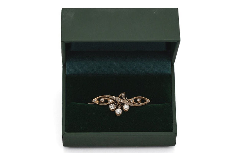 Antique yellow gold brooch with 0.85-carat diamonds in the Art Nouveau style 58 Facettes 9043
