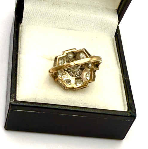 Bague 54 Bague Art Déco en or jaune et platine, sertie de diamants 58 Facettes