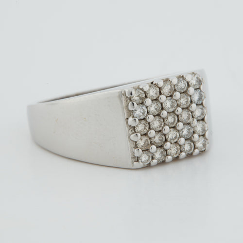 Bague CHEVALIÈRE EN OR BLANC 18 CARATS 58 Facettes REF 11015/11