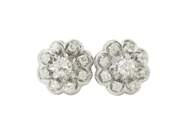 Boucles d'oreilles Boucles d'oreilles marguerites en or blanc et diamants 58 Facettes 33524