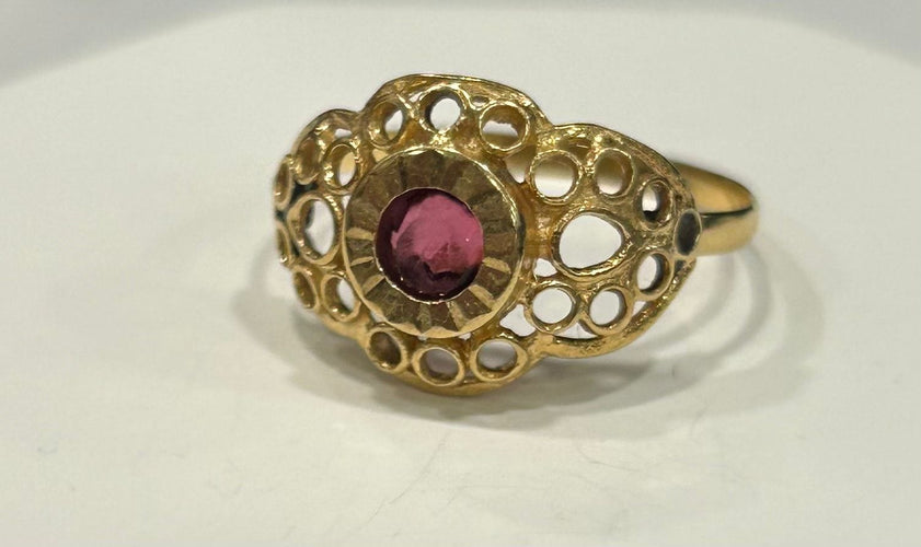 Bague 57 Bague or jaune grenat 58 Facettes LP547/4