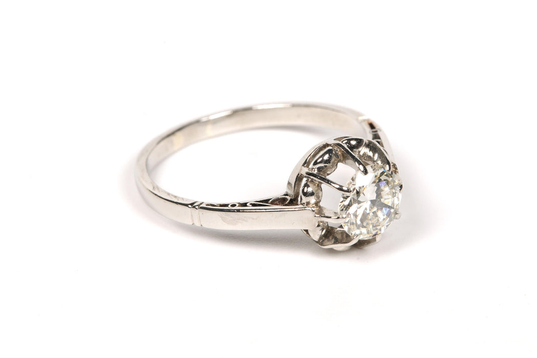 Bague 53 Solitaire Art Déco or blanc diamant (+-0.65ct) 58 Facettes 21604