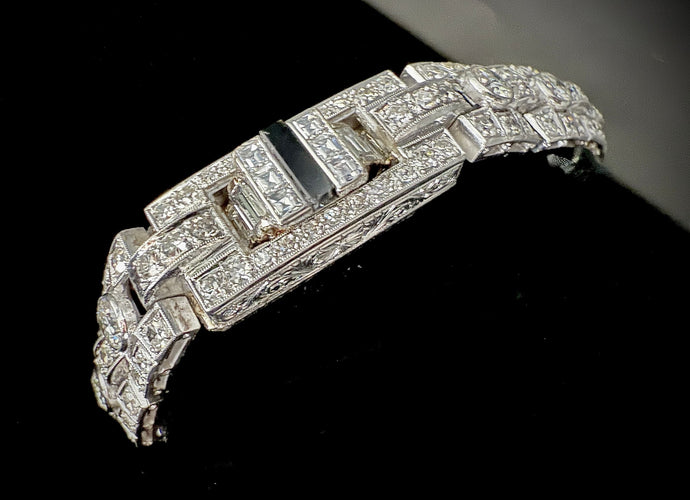 Bracelet Bracelet Art Déco en platine serti de 3,60 carats de diamants 58 Facettes