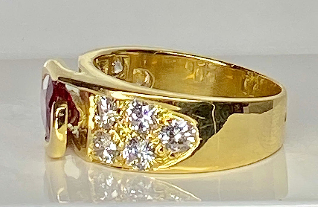 Bague 58 Bague or jaune rubis 2,25 carats et 10 diamants 58 Facettes AB412