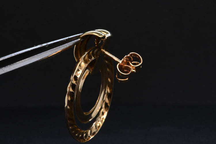 Boucles d'oreilles Boucles d'oreilles doubles créoles dorées 58 Facettes