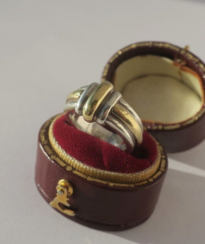 Bague 47 Christofle - Bague jonc vintage godrons en or 18k et argent 58 Facettes