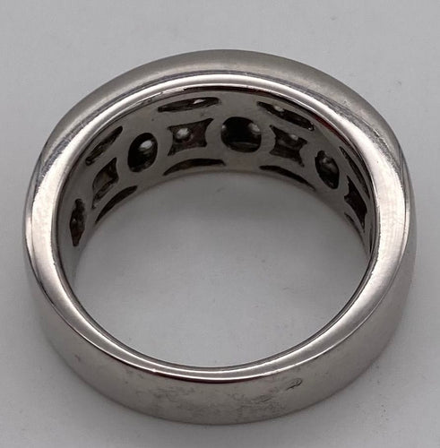 Bague 53 Demie Alliance Or Gris 3 Rangs de Diamants 58 Facettes