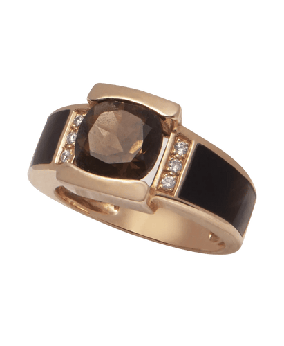 Bague 58 Bague épaulée Clozeau Or rose 18K Quartz fumé Diamant 58 Facettes BO230094/VÉNUSCLOZEAU