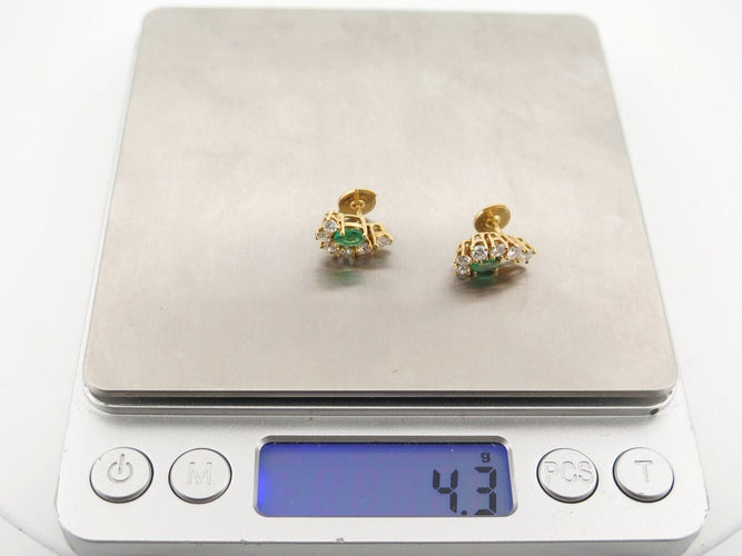 Boucles d'oreilles boucles d'oreilles en or jaune 18k serties emeraudes & 12 diamants 1ct s 58 Facettes 271351