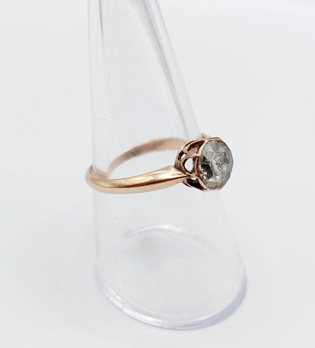 Anello - Solitario antico in oro rosa 14k e diamante taglio rosa 7 mm 